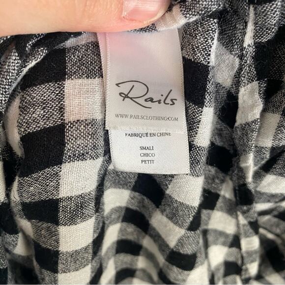 Rails Black & White Gingham Plaid Front Tie Cutout Sleeveless Mini Dress Small - Picture 7 of 10